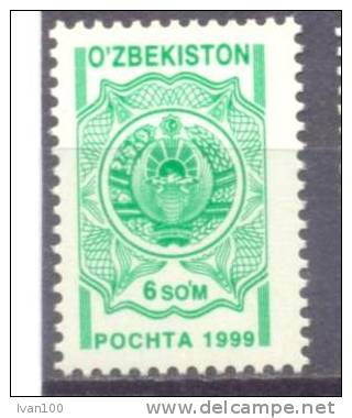 1999. Uzbekistan, Definitive, COA, 6S, 1v, Mint/** - Uzbekistan