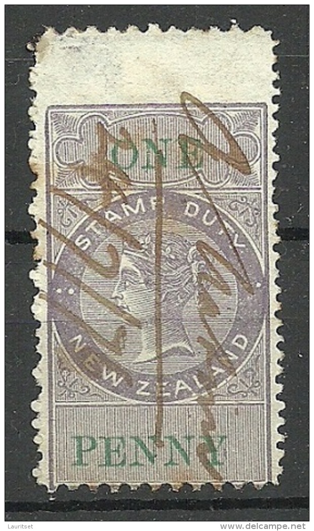 NEW ZEALAND O 1876 Stamp Duty 1 Penny Stempelmarke Queen Victoria O - Service