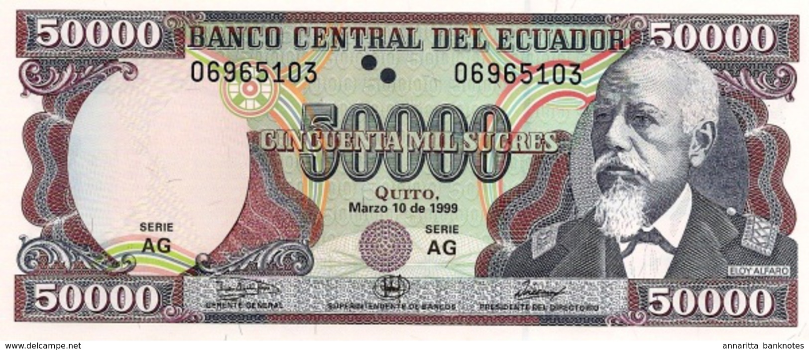 Ecuador 50000 Sucres 1999, One Security Thread UNC (P-130c) - Ecuador