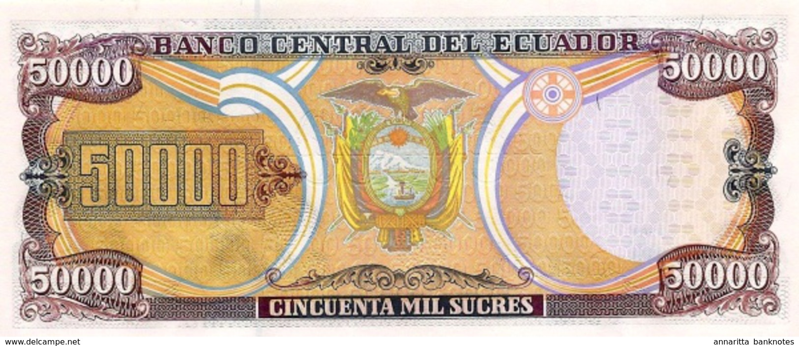 Ecuador 50000 Sucres 1999, One Security Thread UNC (P-130c) - Ecuador