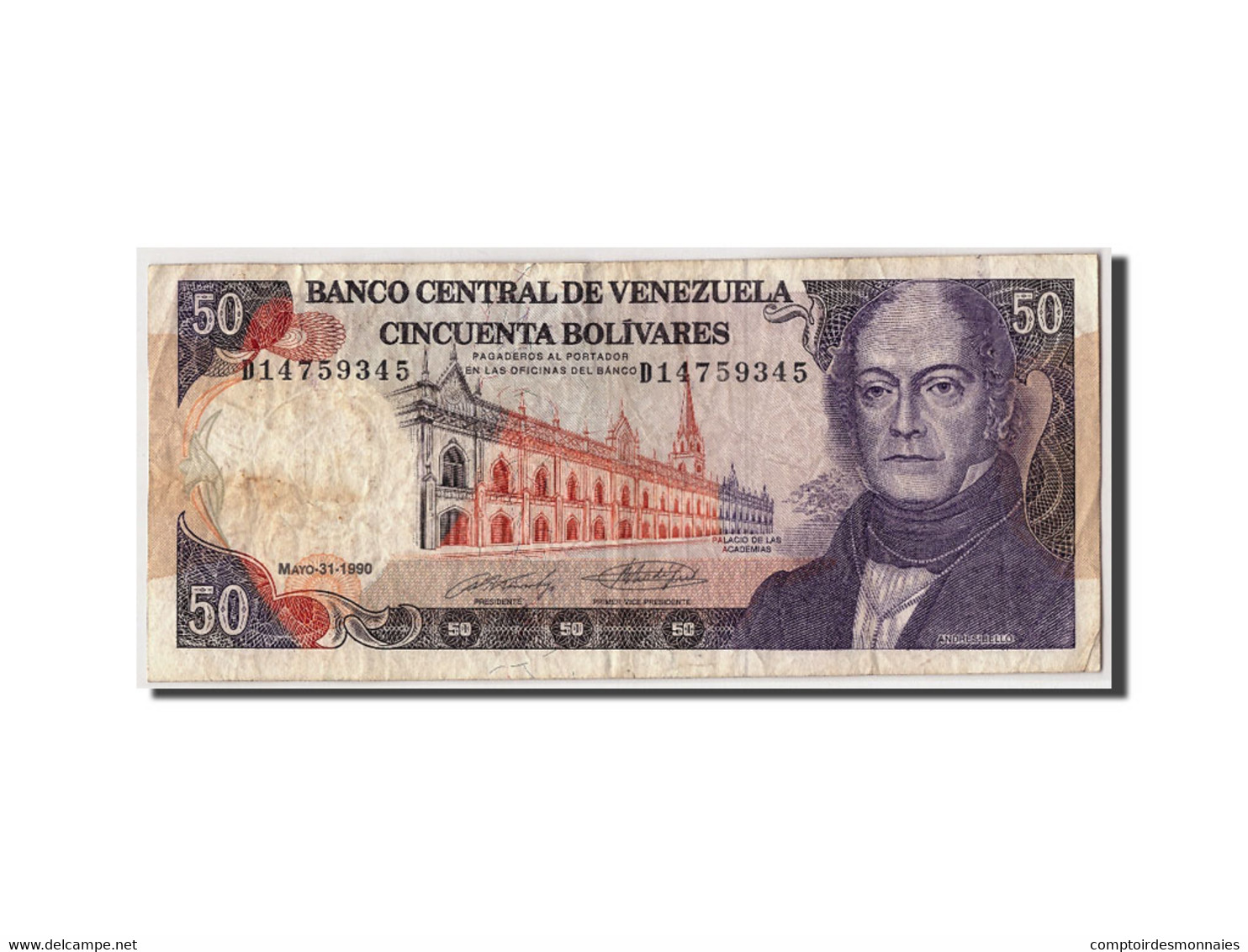 Billet, Venezuela, 50 Bolivares, 1990, 1990-05-31, KM:65c, TB - Venezuela