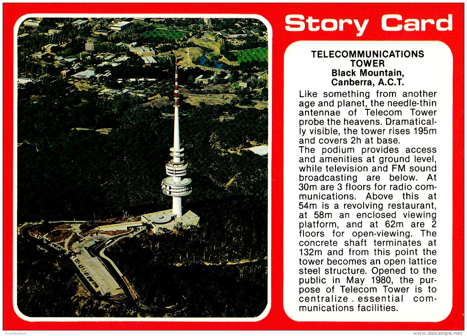 Telecommunications Tower, Black Mountain, Canberra, ACT - Nucolorvue NCV 3823 Unused - Canberra (ACT)