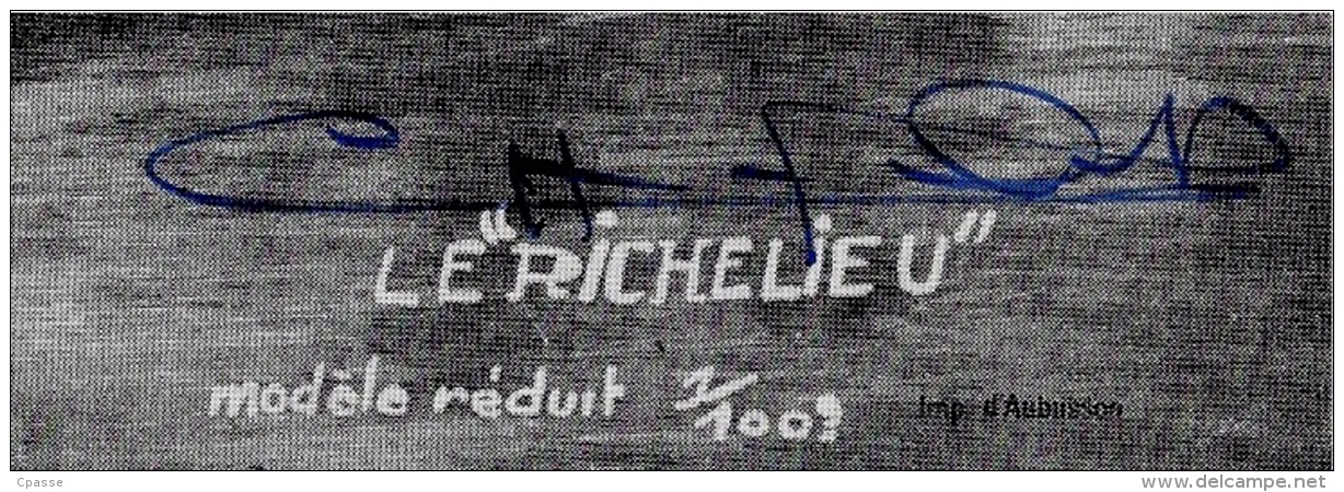 Carte Grand Format Maquette Bateau De Guerre Le Richelieu Signature Autographe Constructeur M. Chevrolet 25 Taillecourt - Warships