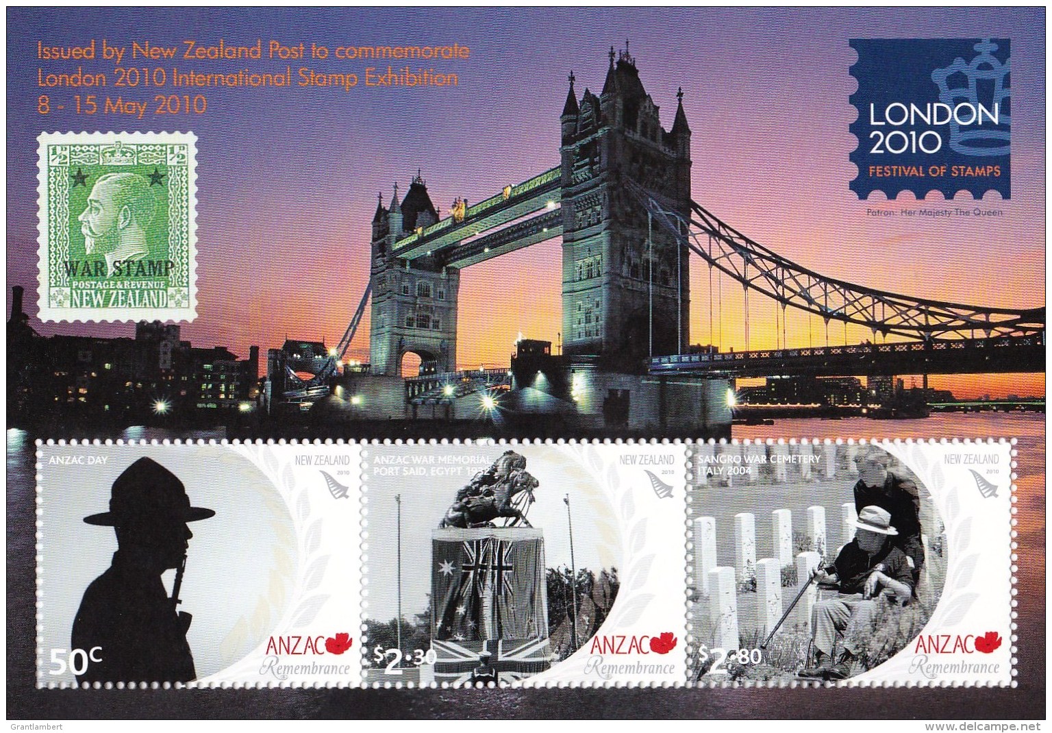 New Zealand 2010 London Exhibition ANZAC Remembrance Minisheet MNH - Nuovi