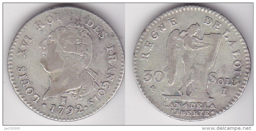 LOUIS XVI 30 SOLS En ARGENT 1792 I Limoges - Andere & Zonder Classificatie