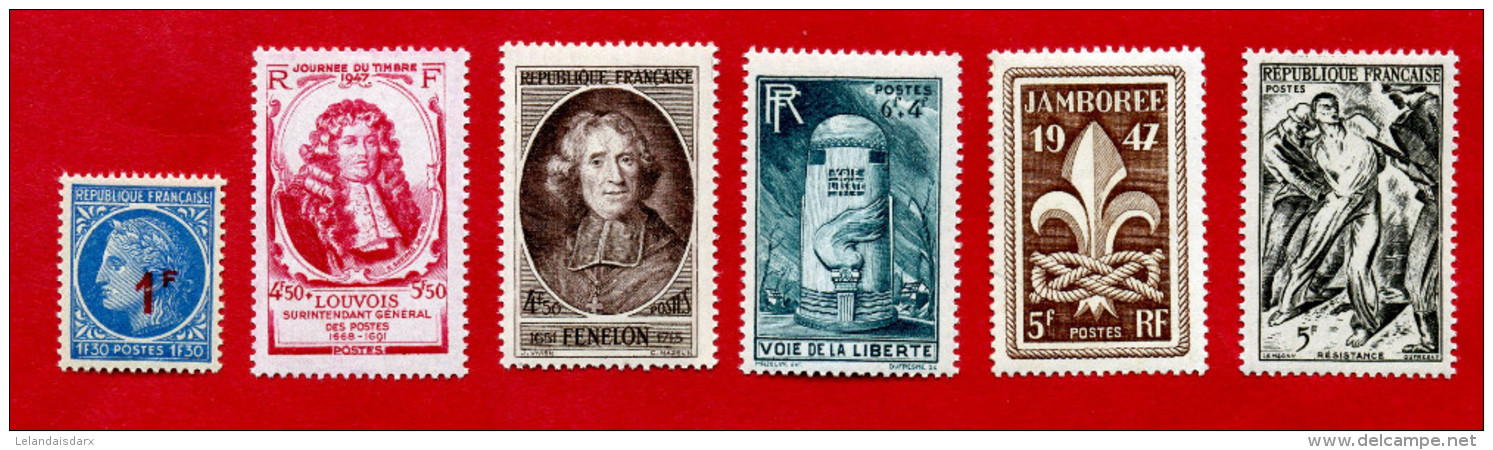 Neuf Sans Charniere Etat: ** 1947 France  6 Timbres  759,760,761,762,763,764      P 345 - Nuovi