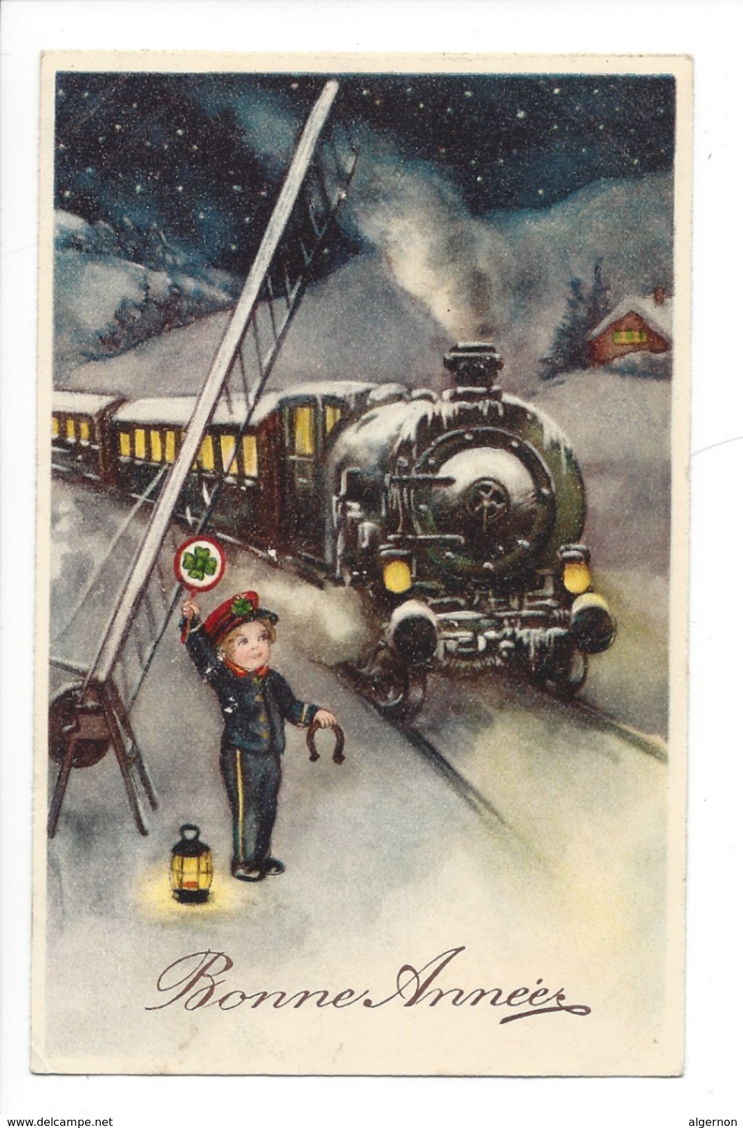 14905 - Bonne Et Heureuse Année Train à Vapeur Enfant Porte Boneur - Nouvel An