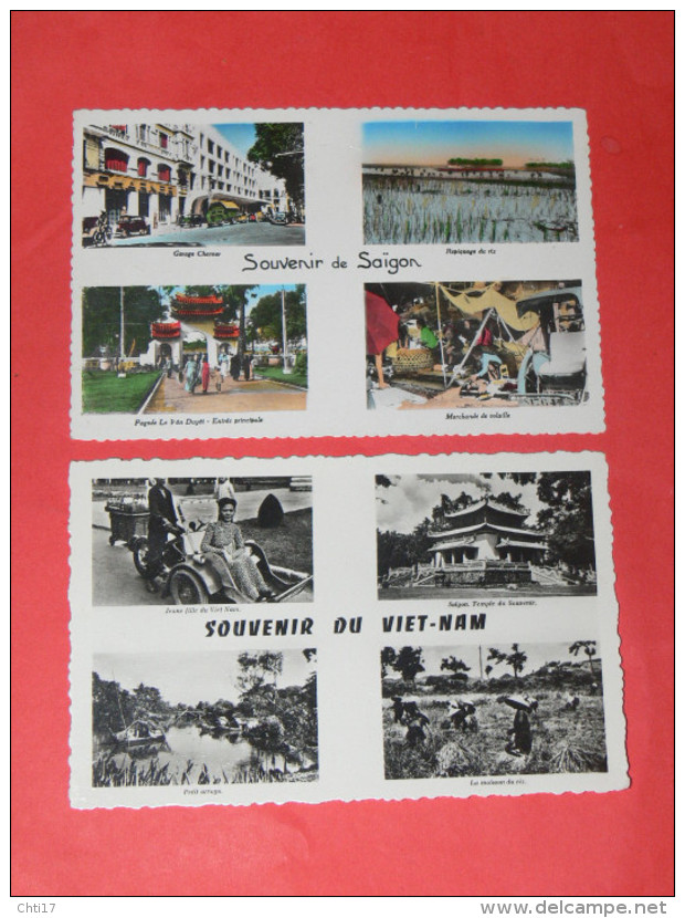 INDOCHINE  / TONKIN /  VIET NAM  /   1920  LOT DE 2 CPSM  SAIGON  HANOI  MULTI VUES GRUSS AUS    CIRC  OUI - Viêt-Nam