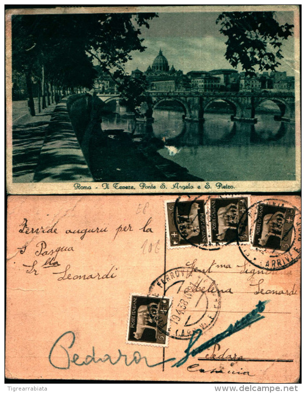 2617a)cartolina- Roma Il Tevere Ponte Sant.angelo E .s.pietro Viaggiata - Bruggen