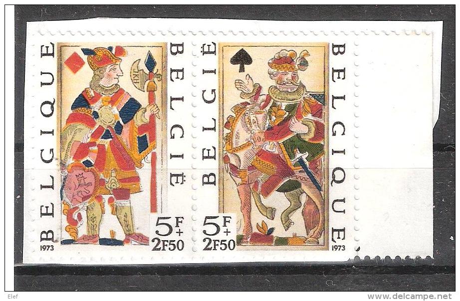 BELGIQUE 1973 , Cartes à Jouer Anciennes / Playing Card ; PAIRE Se Tenant Yvert N° 1689 / 1680 Neuve Sur Fragment, TB - Non Classificati