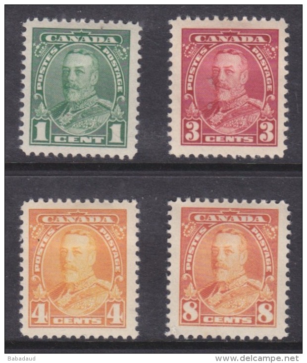 Canada: George V 1935, Definitives, 1c, 3c, 4c, 8c,  MH * - Unused Stamps