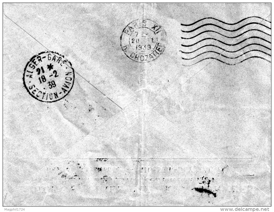 Lettre D Algerie Pour La France  ( 1939 ) - Airmail