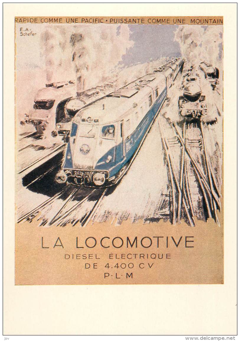 CARTE POSTALE : TRAIN . PLAQUETTE DE PRESENTATION DE LA NOUVELLE LOCOMOTIVE DIESEL ELECTRIQUE 262 BD1 EN 1937 . PLM . - Eisenbahnen