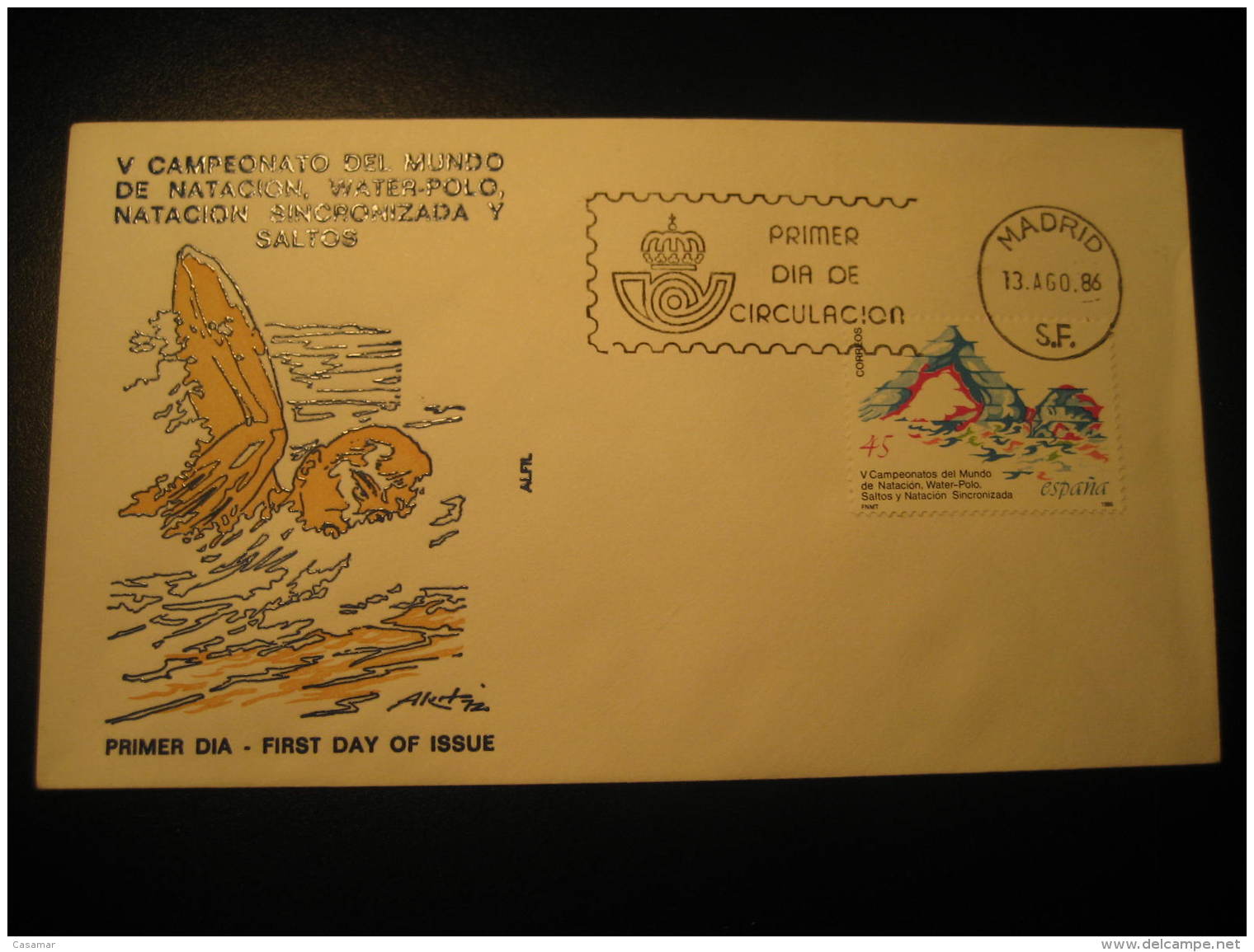 Madrid 1986 V World Championships Water Polo Water-polo Waterpolo Synchronized Swimming Dive Fdc Cover Spain - Water-Polo