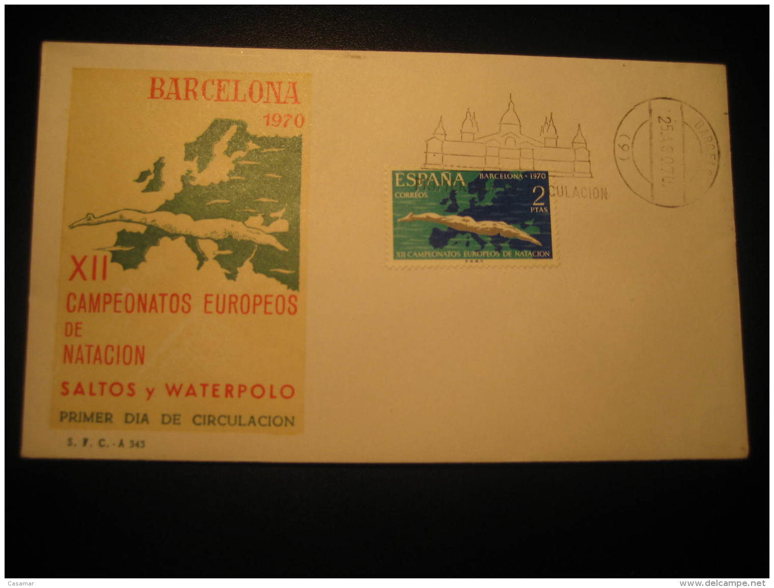 Barcelona 1970 XII Europe Championships Water Polo Water-polo Waterpolo Swimming Dive Fdc Cover Spain - Water Polo
