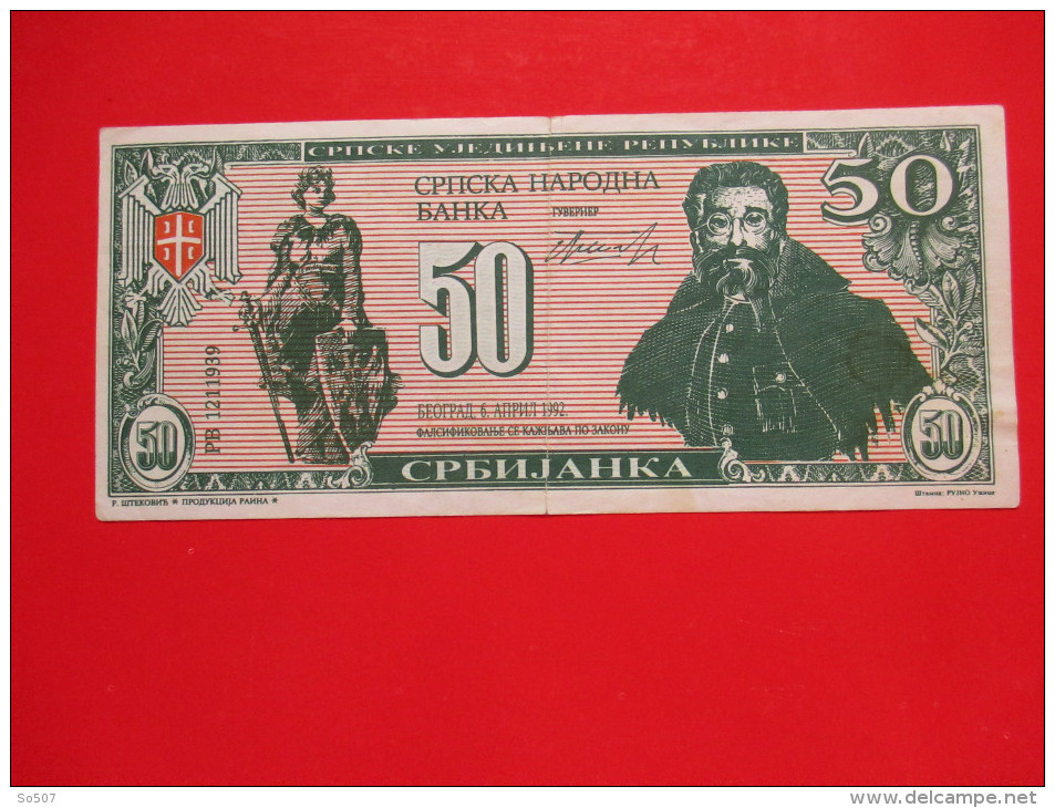 X1- Fantasy Banknote 50 Srbijanki 1992. Draza Mihailovic- Serbia - Serbien