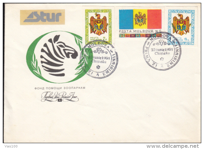 ZOO RELIEF PARK, COVER FDC, 1991, MOLDOVA - Moldavië