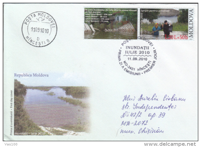 JULY 2010 FLOOD, COVER FDC, 2010, MOLDOVA - Moldova