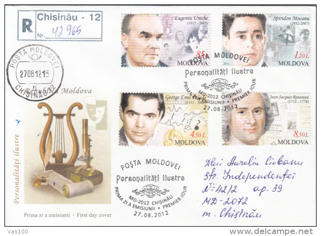 PERSONALITIES, ACTOR, DANCER, WRITERS, REGISTERED COVER FDC, 2012, MOLDOVA - Moldova