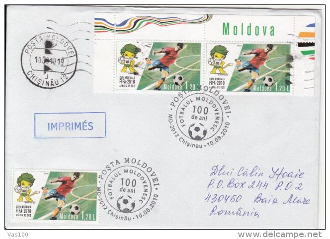 SOCCER WORLD CUP, SOUTH AFRICA'10, STAMPS AND SPECIAL POSTMARK ON COVER, 2010, MOLDOVA - 2010 – África Del Sur