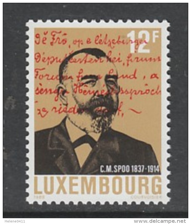 TIMBRE NEUF DU LUXEMBOURG - 75E ANNIVERSAIRE DE LA MORT DU DEPUTE C. M. SPOO N° Y&T 1164 - Altri & Non Classificati