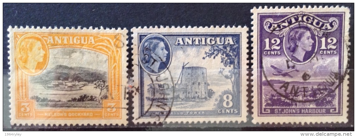 Antigua 1953-1956  (o)   # 110, 114, 115 - 1858-1960 Colonia Britannica