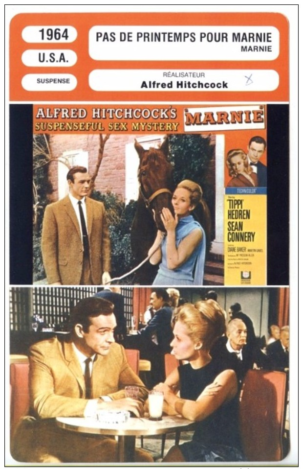 Fiche De Mr Cinéma Pas De Printemps Pour MARNIE - Réalisateur Alfred Hitchcock - USA 1964 - Altri & Non Classificati