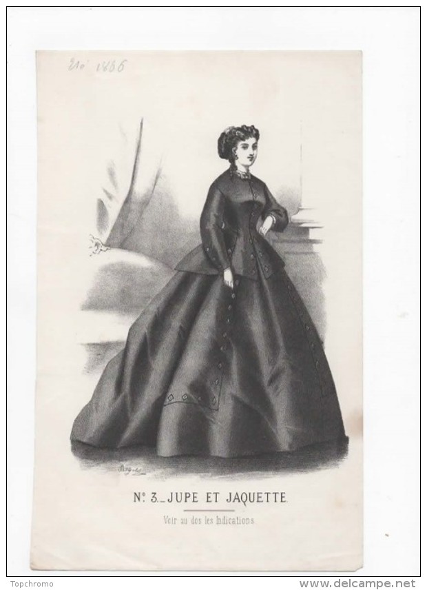 Gravure De Mode Rigolet N°3 Jupe Et Jaquette 1866 Prix Au Dos - Prints & Engravings