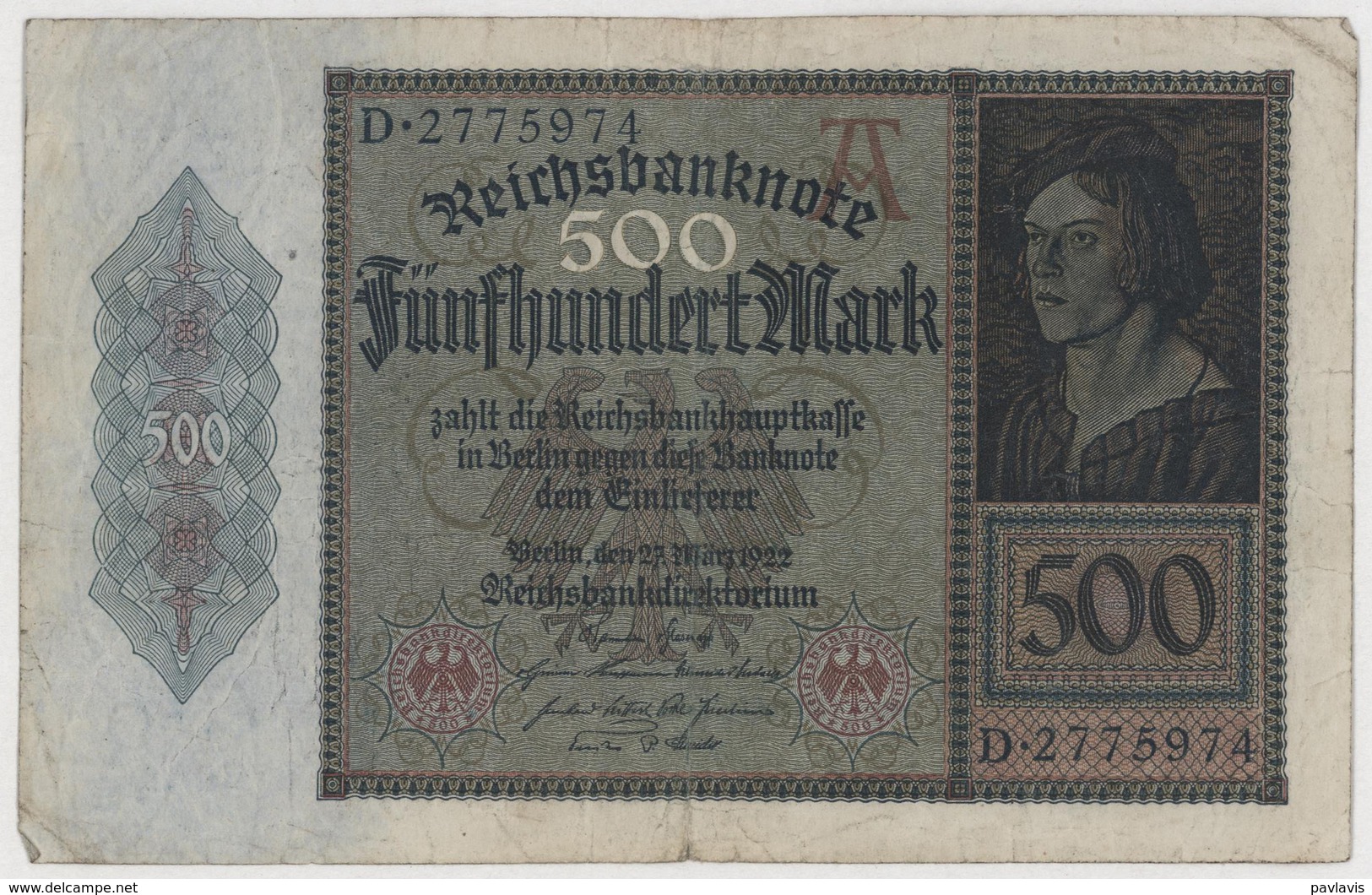 Fünfhundert  Mark / 500 Mark - Reichsbanknote - German Reich / Deutsches Reich - Year 1922 - 500 Mark