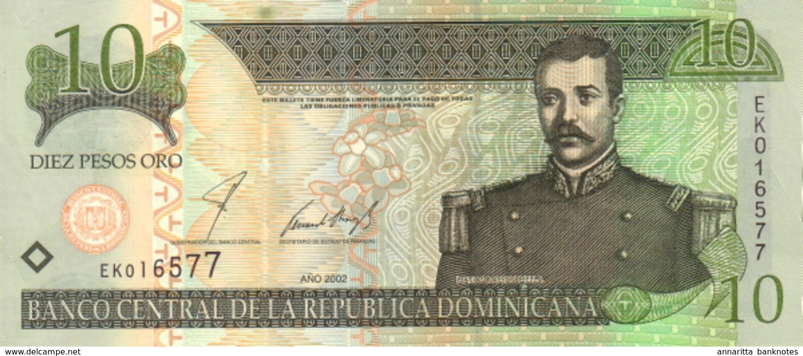 DOMINICAN REPUBLIC 10 PESOS ORO 2002 P-168b UNC [ DO168 ] - Dominicana
