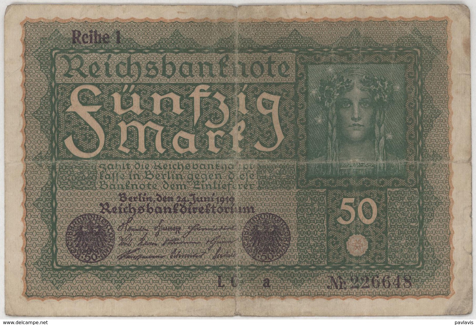 50 Mark - Reichsbanknote - German Reich / Deutsches Reich - Year 1919 - 50 Mark