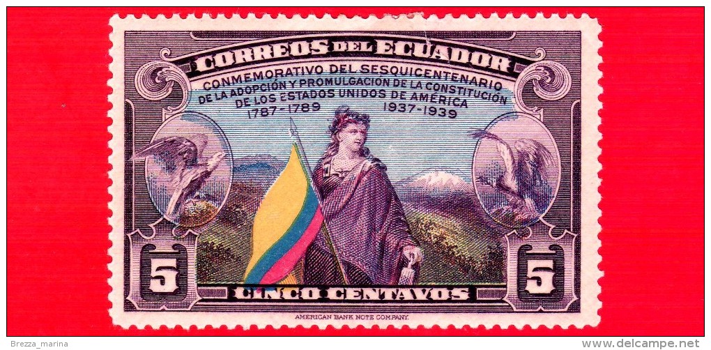 ECUADOR - Usato - 1938 - 150° Anniversario Della Costituzione Degli Stati Uniti - 5 - Ecuador