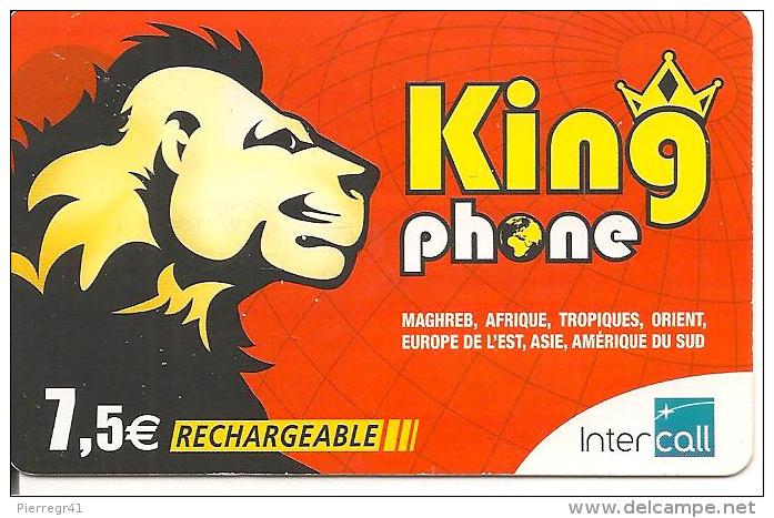 CARTE-PREPAYEE-RECHARGEABLE-INTERCALL-7. 5 €--KINGPHONE-LION-31/03/2012--TBE - Other & Unclassified
