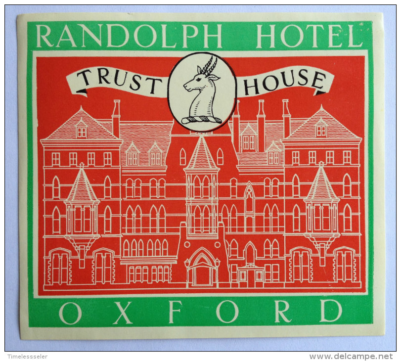 HOTEL RANDOLPH Oxford England Original Luggage Label Etiquette - Etiquettes D'hotels