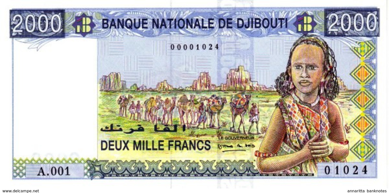 Djibouti (BND) 2000 Francs ND (1997) UNC Cat No. P-40a / DJ105a - Djibouti