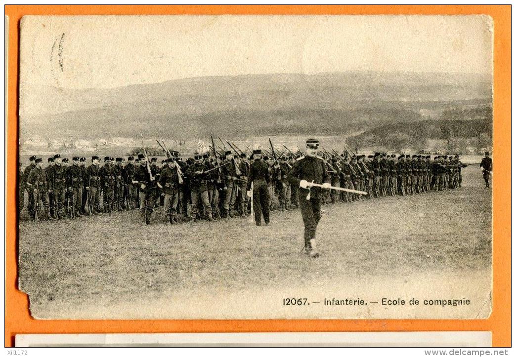 FAS-22  Armée Suisse Schweizerarmee Infanterie  Ecole De Compagnie Militär. Cachet Colombier 1908, ANGLE Tronqué - Colombier