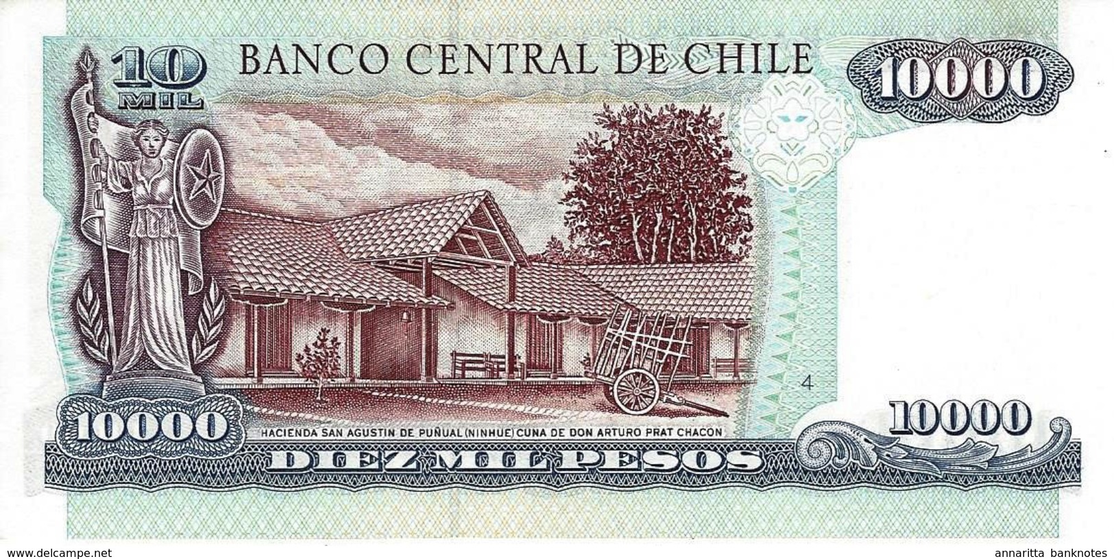 CHILE 10000 PESOS 2002 P-157c UNC RARE DATE [CL294r] - Chili