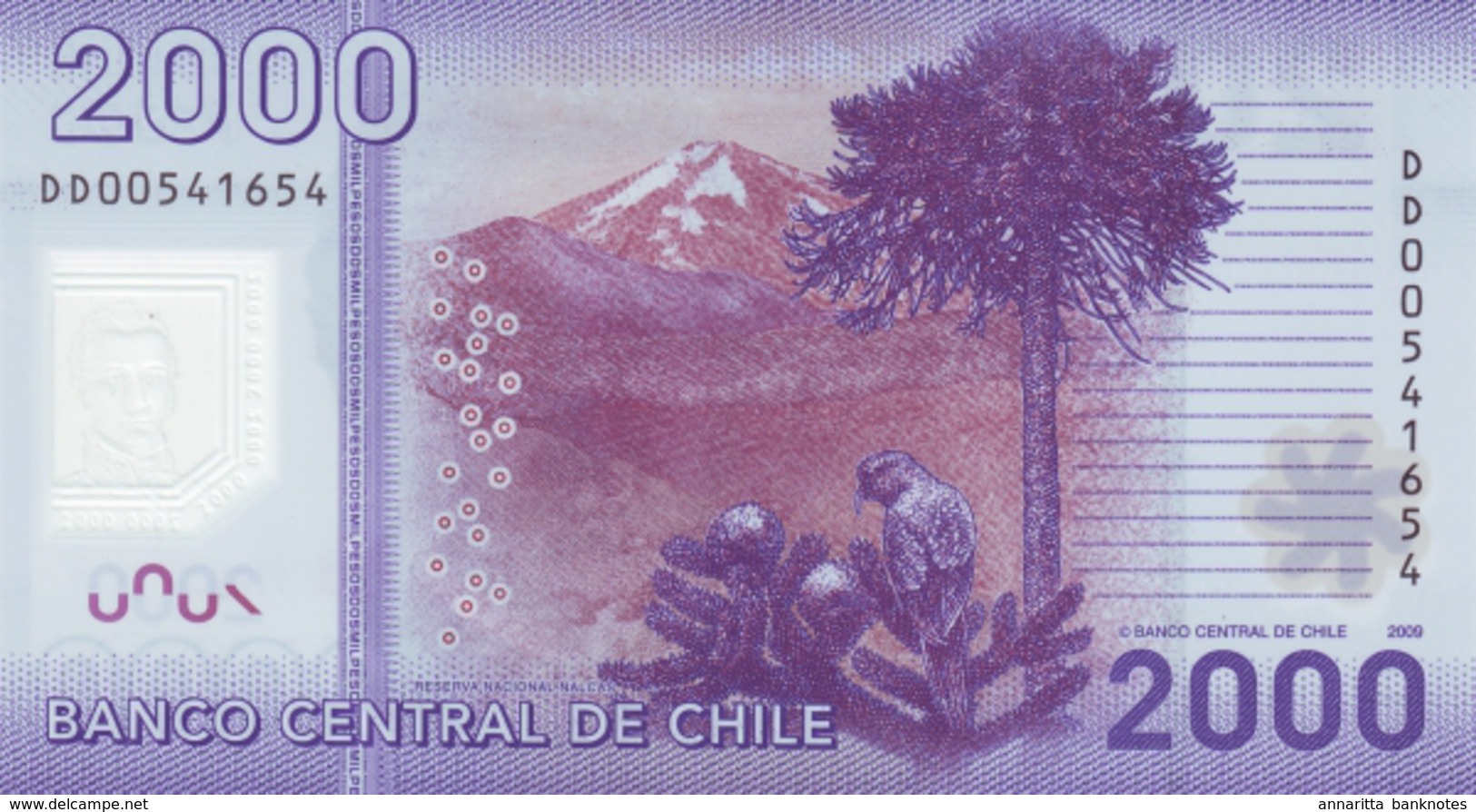 CHILE 2000 PESOS 2009 P-162 UNC [ CL162 ] - Chili