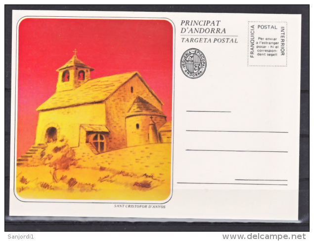 Andorre Viguerie épiscopale église De Sant Cristofor D'Anyos Entier CP Verso Vierge Neuf ** MNH Sin Charmela - Vegueria Episcopal