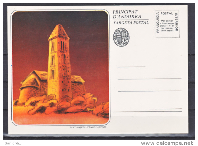 Andorre Viguerie épiscopale église De Sant Miquel D'Engolaster Entier CP Verso Vierge Neuf ** MNH Sin Charmela - Vegueria Episcopal