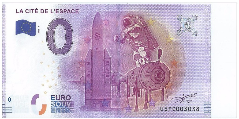 2016 BILLET TOURISTIQUE 0 Euro   La Cite De L'espace       Dpt 31   Numero Aleatoire  Port 1.20 - Pruebas Privadas