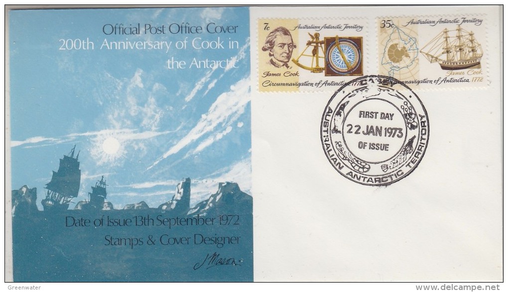 AAT 1973 200th Anniversary Of Cook In The Antarctic 2v  FDC Ca Casey  (30867) - FDC