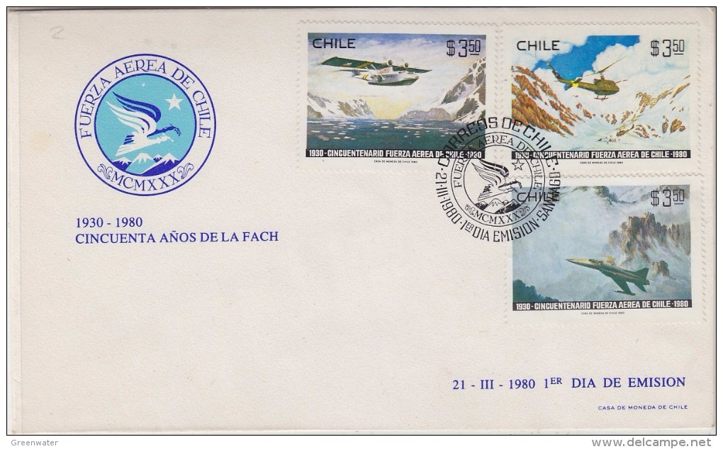 Chile 1980 50Y Fuerza Aerea De Chile 3v FDC (30869) - Chili