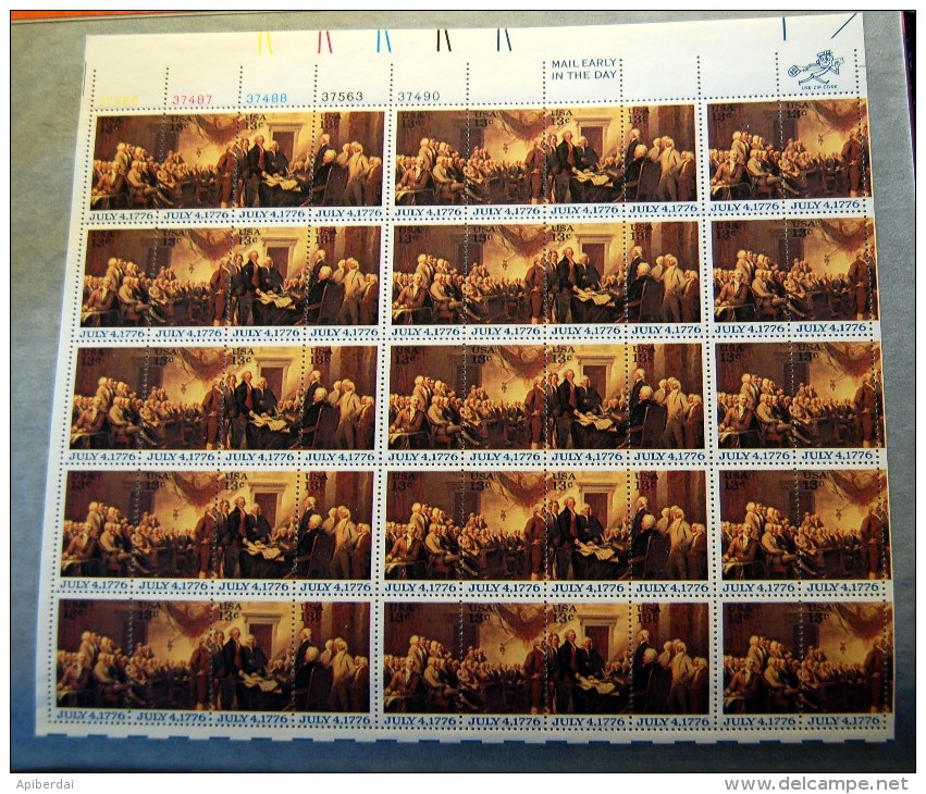 USA - 1976 13c American Bicentenial -  Sheet Of 50 Stamps ** MNH II - Fogli Completi