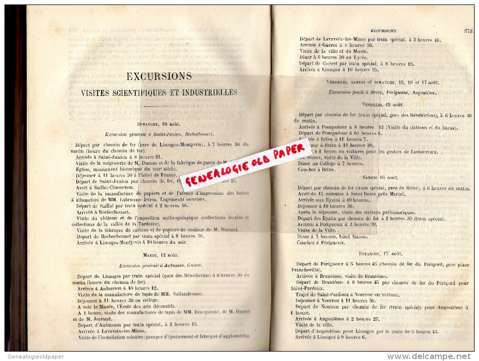 87 - LIMOGES - ASSOCIATION FRANCAISE POUR AVANCEMENT DES SCIENCES-19 E SESSION 1890- PORCELAINE-ST SAINT JUNIEN USINE