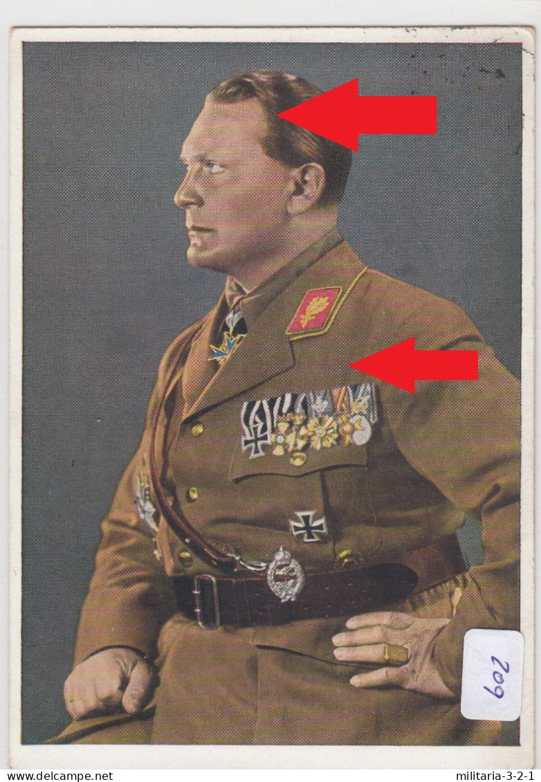 209, Farb Postkarte " Hermann Göring Im Orden Schmuck " Gelaufen, Selten ! - Weltkrieg 1939-45