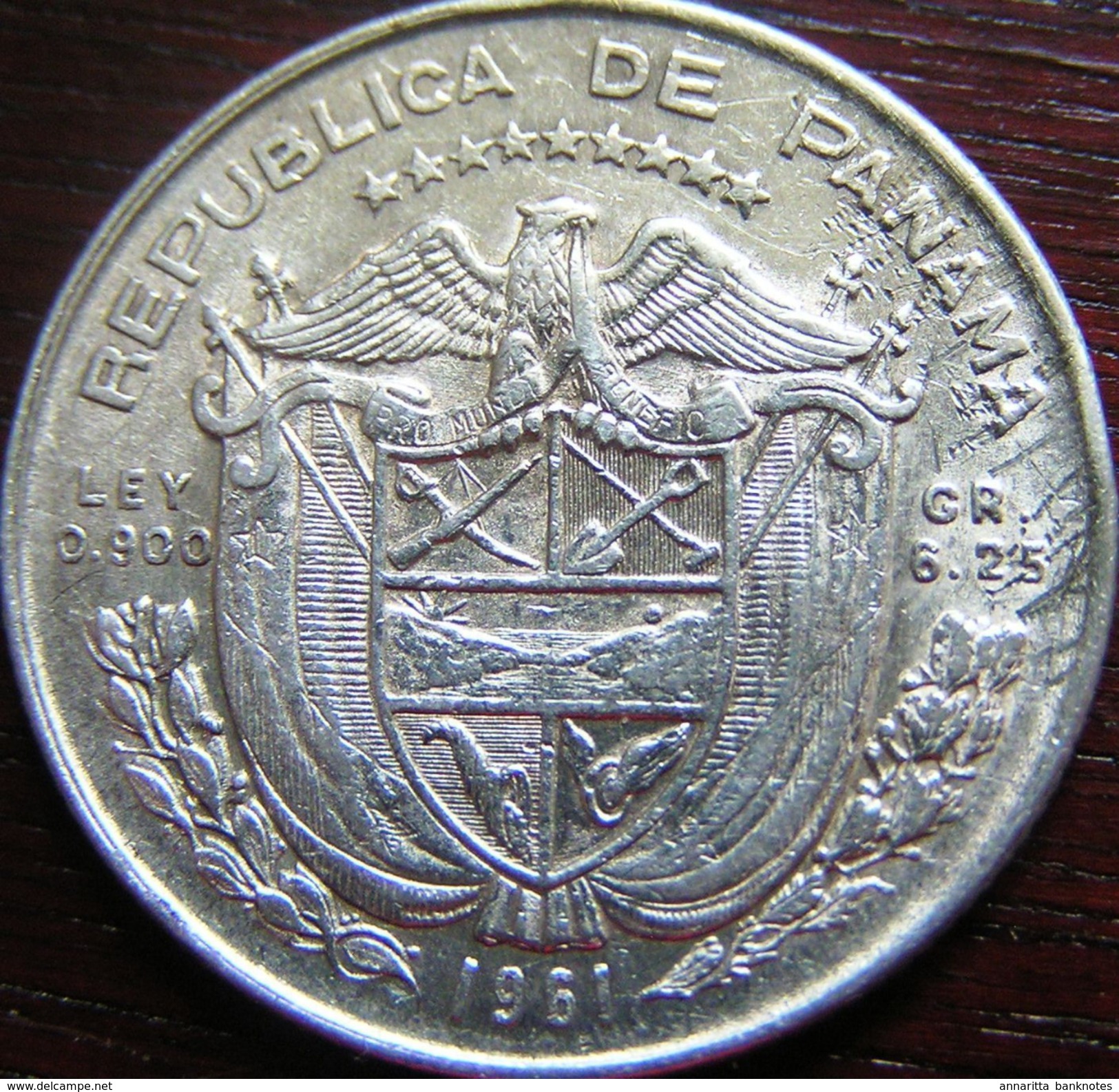 PANAMA 1/4 BALBOA 1961 KM# 25 XF SILVER  [PA-025-1961] - Panama