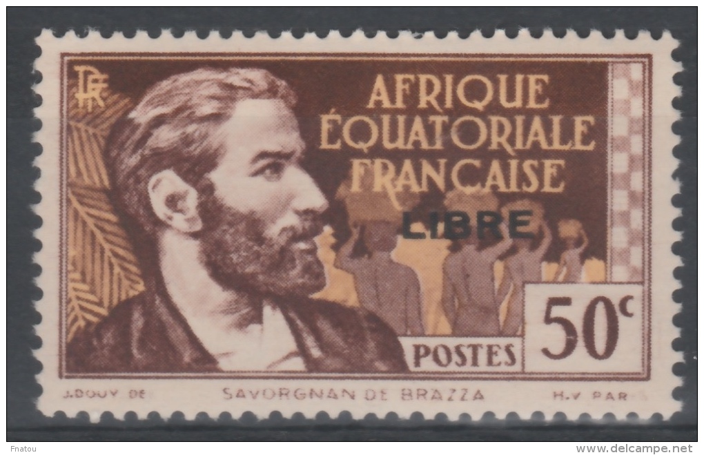 French Equatorial Africa (AEF), Savorgnan De Brazza, 50c.,  Overprint "LIBRE" In Black, 1940, MH VF - Unused Stamps