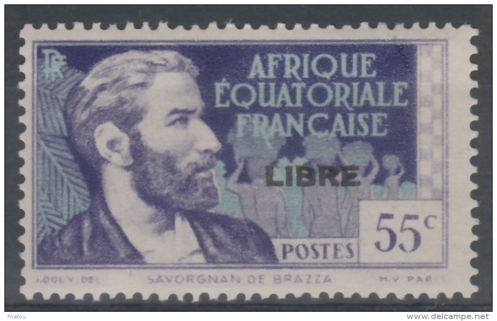 French Equatorial Africa (AEF), Savorgnan De Brazza, 55c.,  Overprint "LIBRE" In Black, 1940, MH VF - Unused Stamps