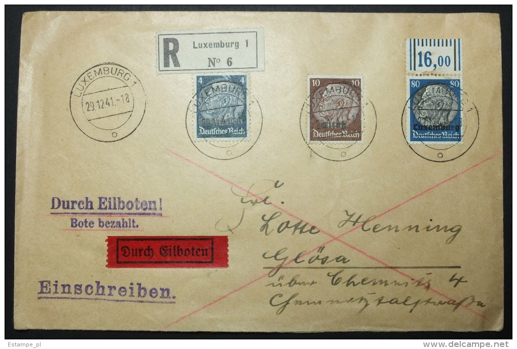 LUXEMBOURG / Chemnitz / Metz /  Registered Einschreiben Cover 1941 (890) - 1940-1944 Ocupación Alemana